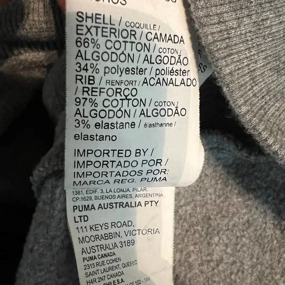 PUMA Full Zip Fleece Track Jacket Grey Size Small - Picture 11 of 14